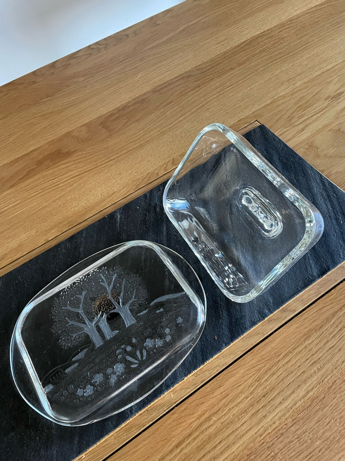 Glass butter dish