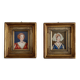 2 small portrait paintings of a woman by N. Philip, miniatures on ivory.