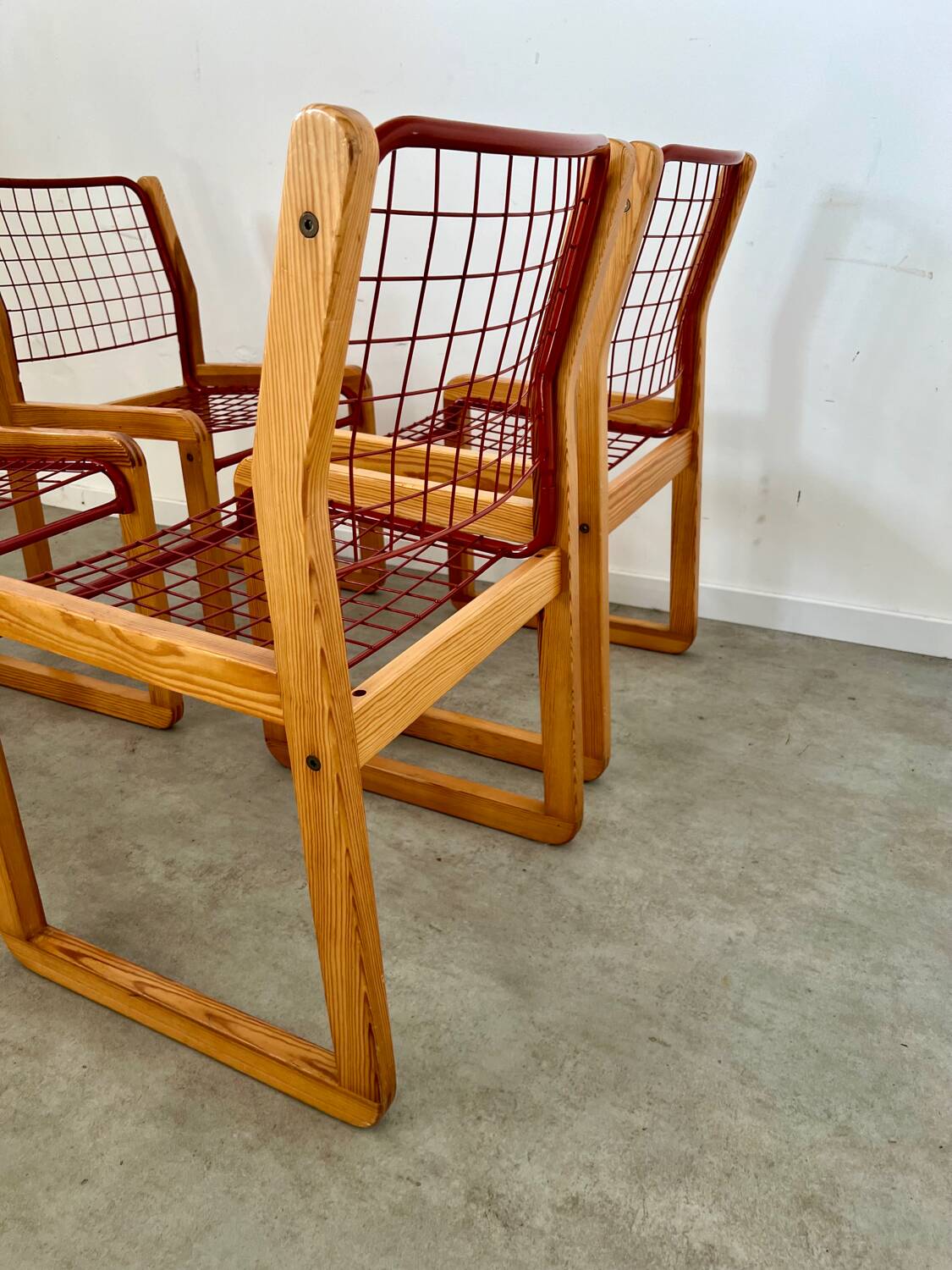 Lot 4 chaises  design Knut et Marianne Hagberg pour Ikea 1982 vintage métal et bois