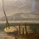 19th century oil on canvas, Low Tide, Framed Seascape