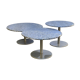 Trio de tables basses en granit et acier inoxydable