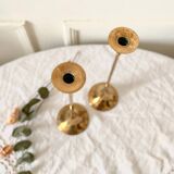 Pair of Scandinavian candlesticks in gilded brass H 23 cm