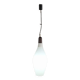 Vintage opaline glass and teak suspension, Italy, 1960s.