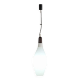 Suspension vintage en verre opalin et teck, Italie, années 1960
