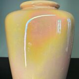 Iridescent pink ceramic vase from the 70s