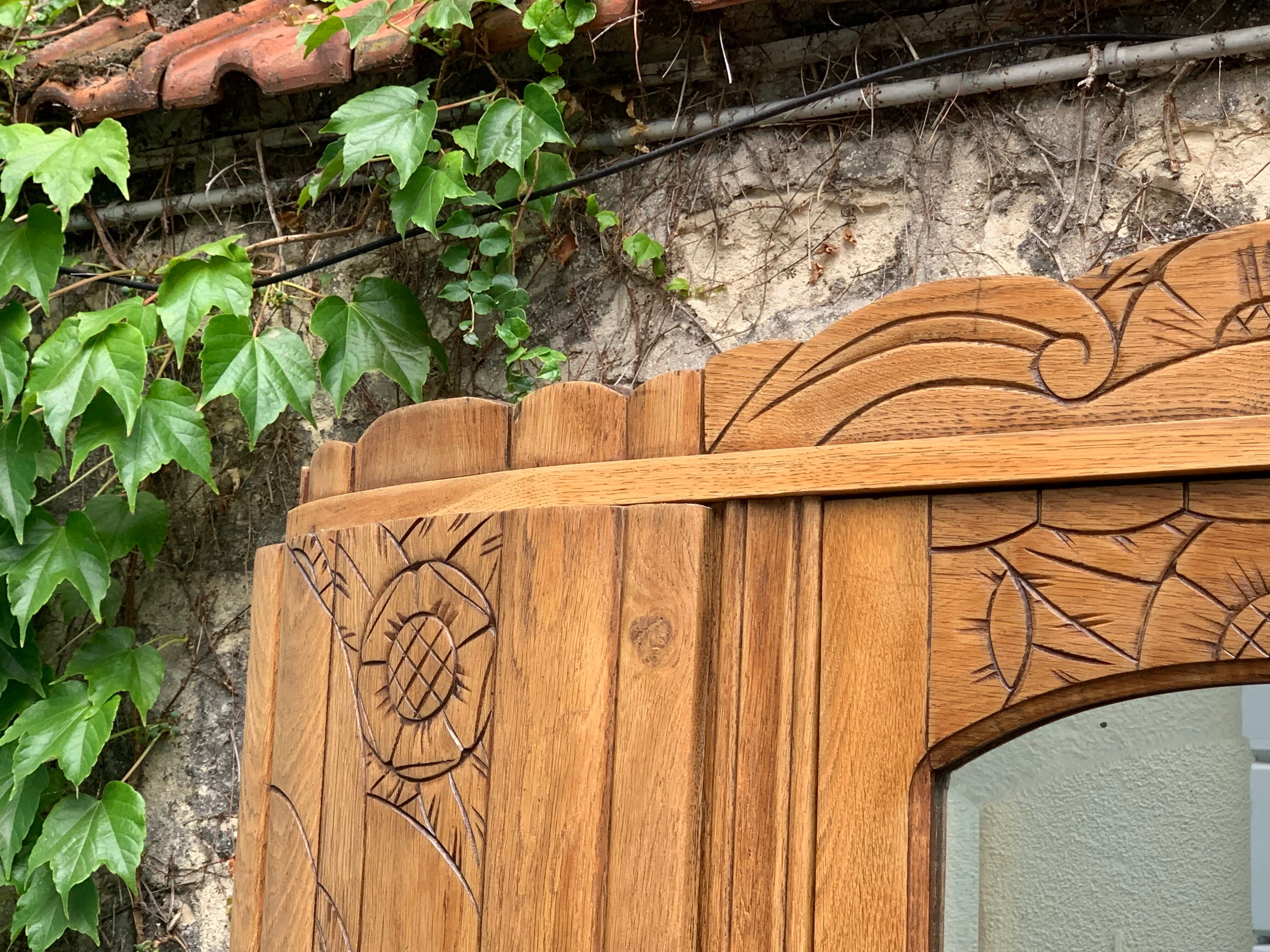 Parisian art deco wardrobe solid raw oak 1930