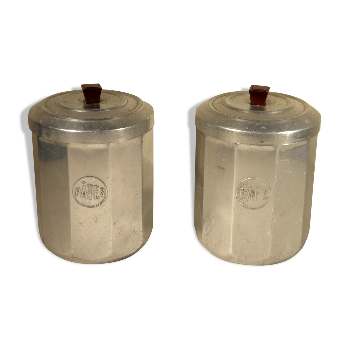 Two Art Deco aluminum pots 17 x 12 cm