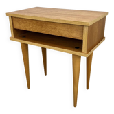Vintage blonde wood bedside table, 1960s