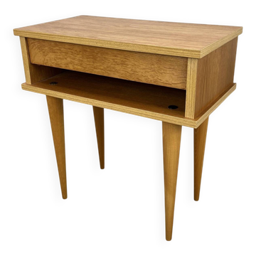 Vintage blonde wood bedside table, 1960s