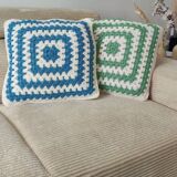 Coussin crocheté fait main – Style vintage bohème