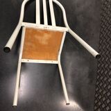 Mallet-Stevens chair with white wood and laqué metal 1970