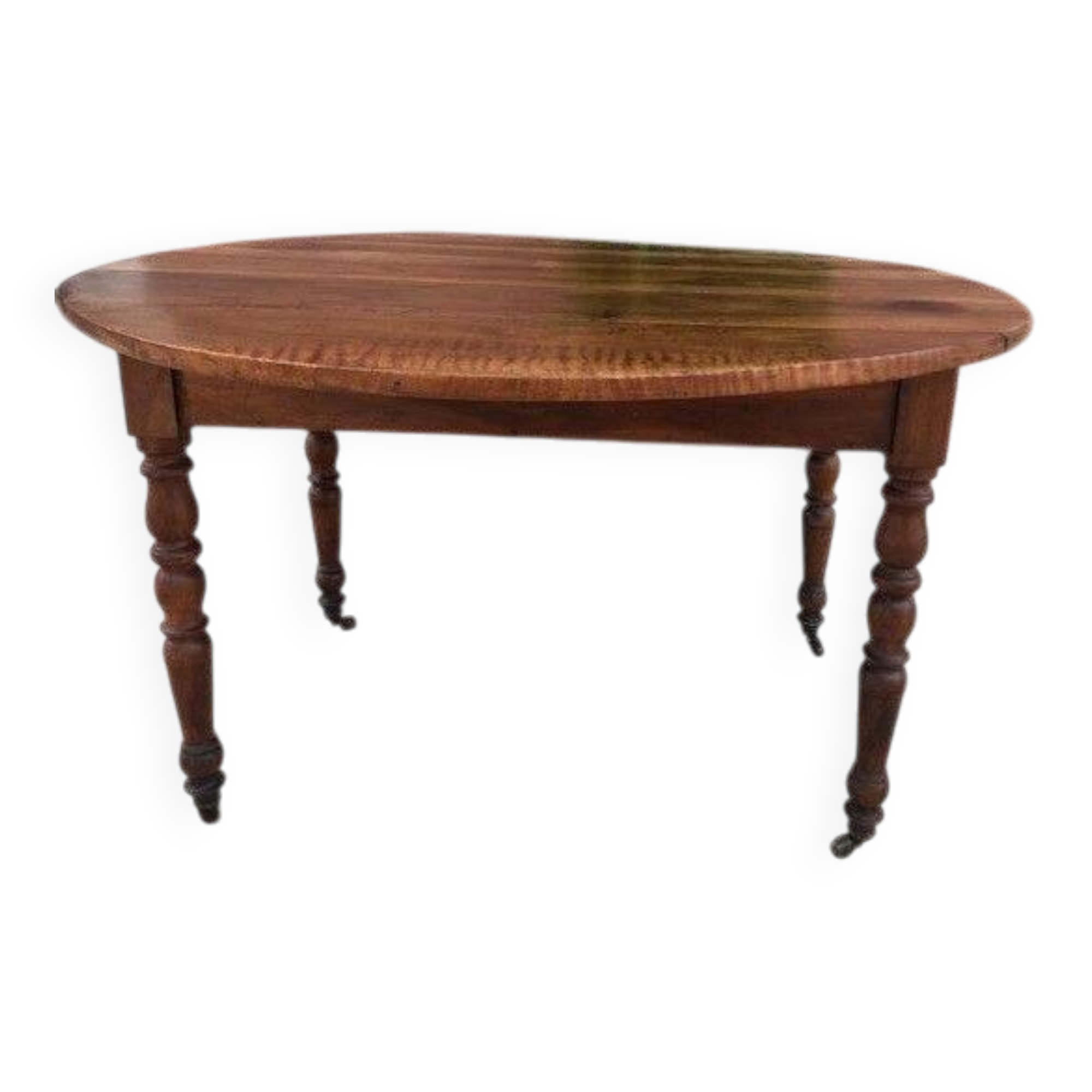 Belle table ancienne ovale en bois avec rabats et tiroir - Très bon état