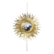 Vintage convex sun mirror in gilded wood, France 1960's