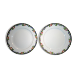 2 presentation plates floral service Sarreguemines Digoin bordered gold