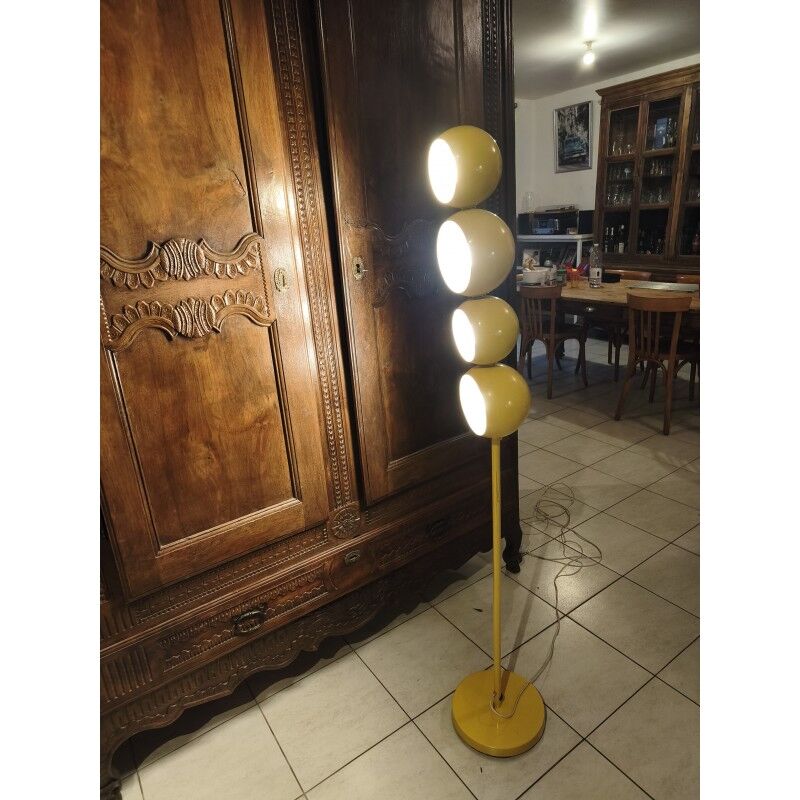 Vintage yellow metal floor lamp