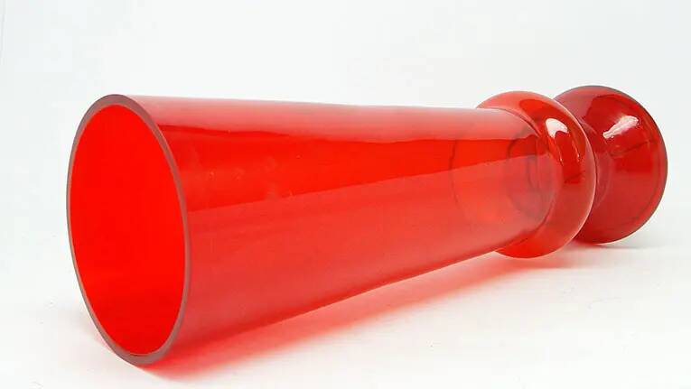 Postmodernist vase, red glass, Poland, 1970s