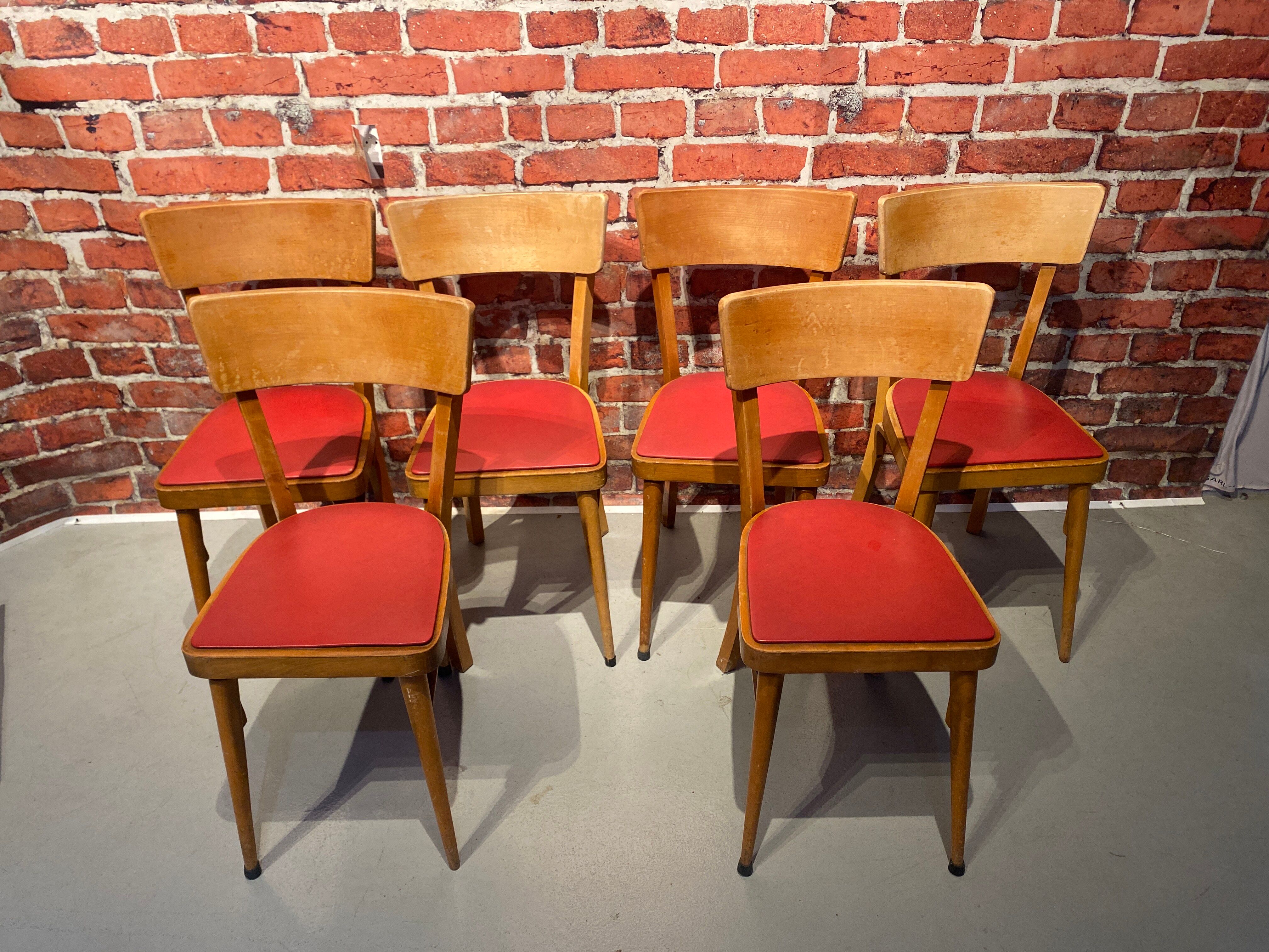 Set of 6 wooden bistro chairs