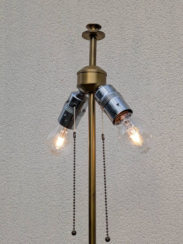 Pied de lampe vintage Jean Roche, 1980, laiton & vert