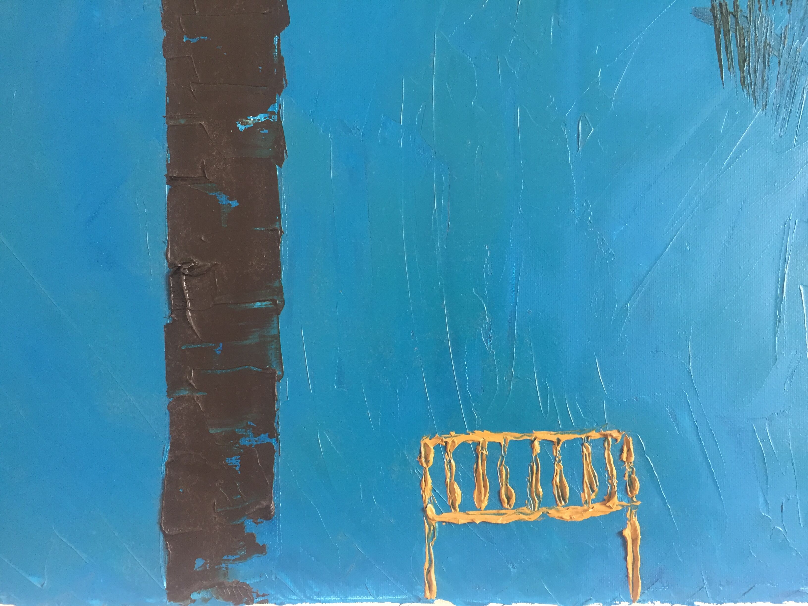 Oil painting Banc et Palmiers