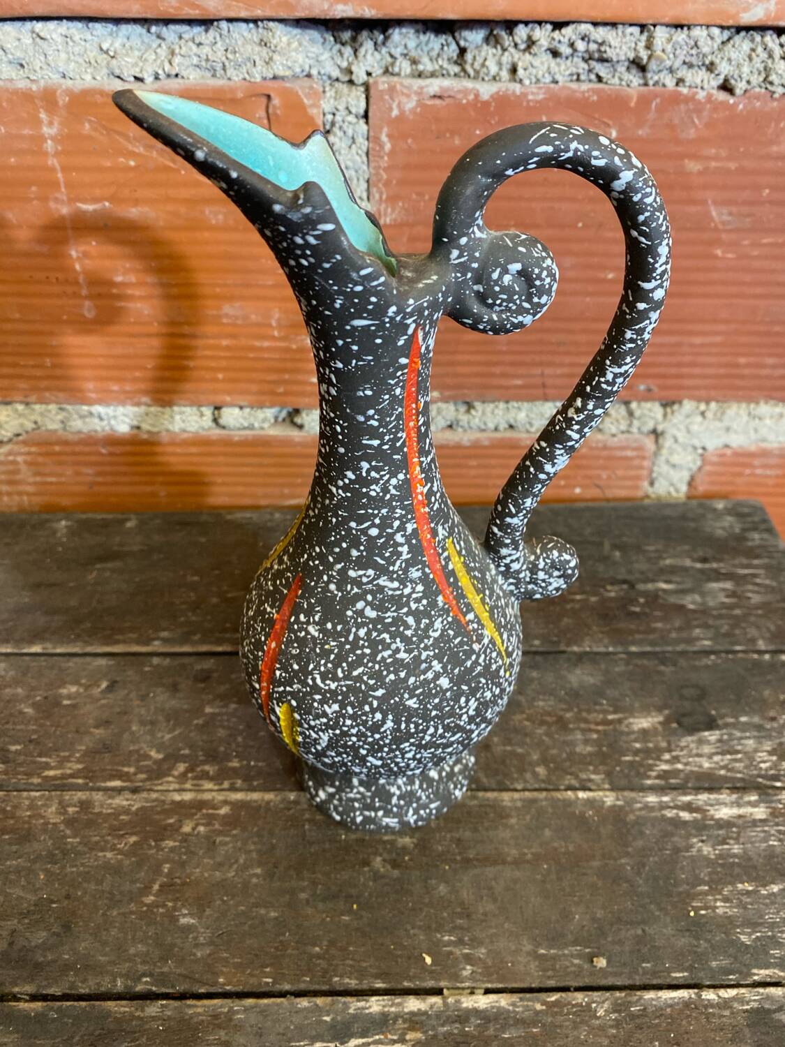 Old pitcher jug h. becquet black ceramic made in belgium wine