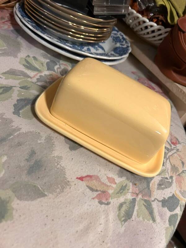 Yellow butter dish
