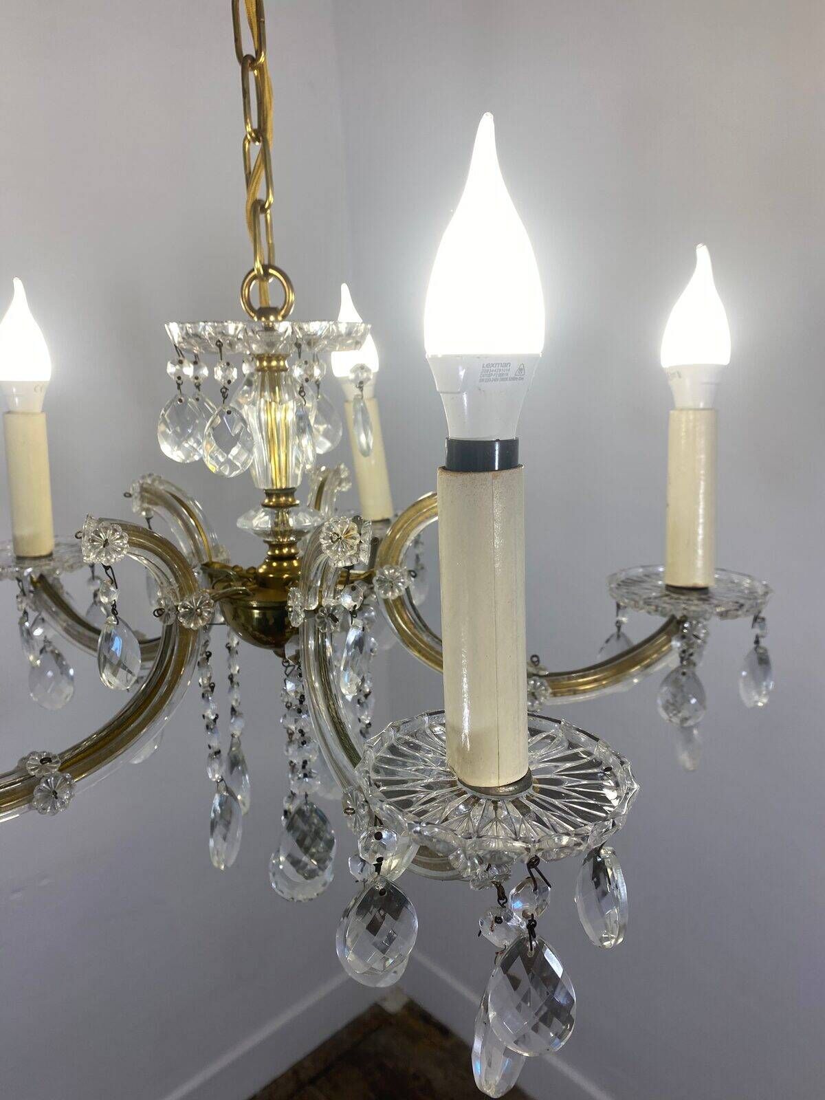 Louis XV style chandelier, glass pendants, 6 lights