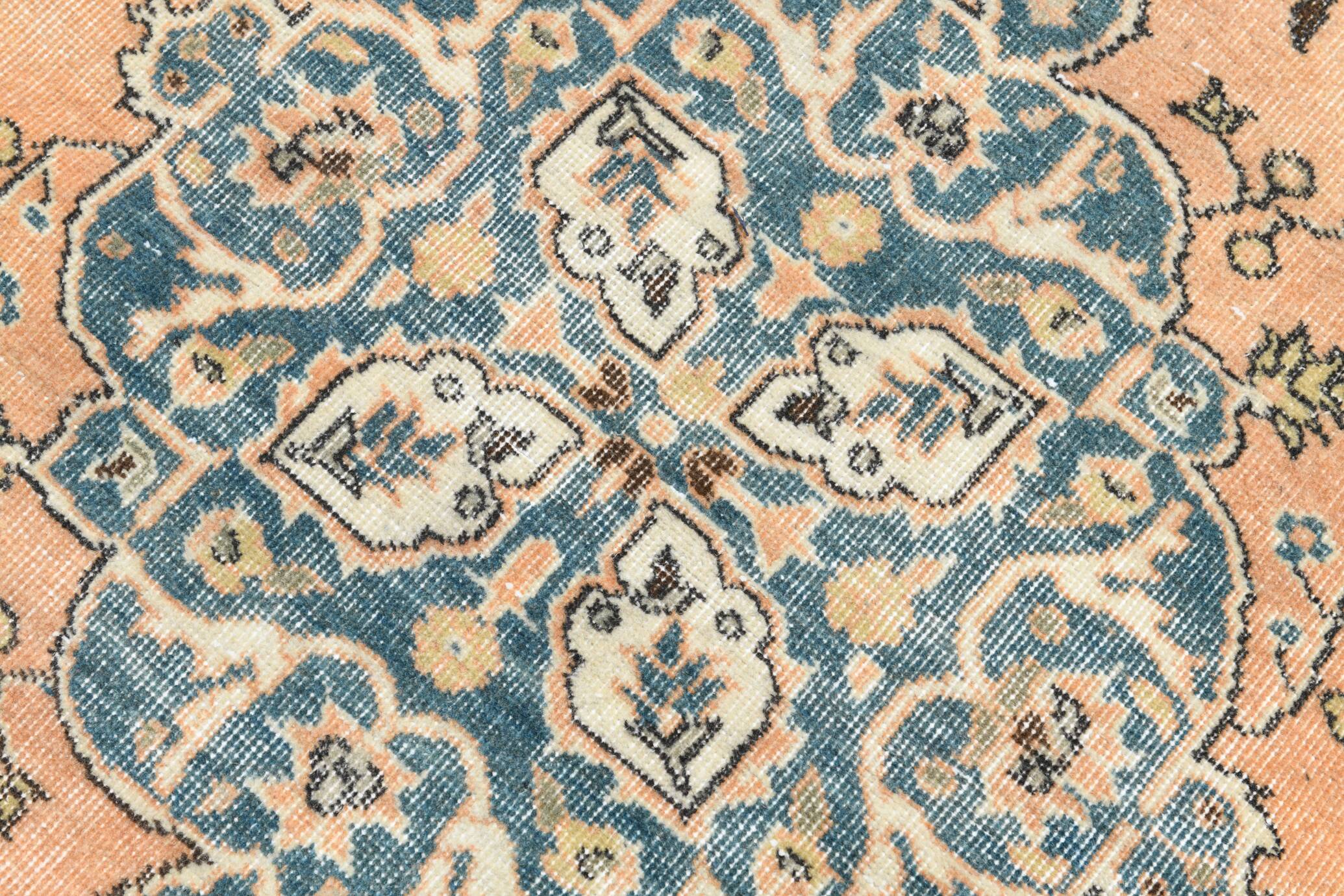 Tapis Turc Vintage Oushak, Couloir Pêche Bleu, 120x194 Cm