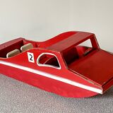 Large wooden canoe from the Joujoulac brand, very rare, vintage toy