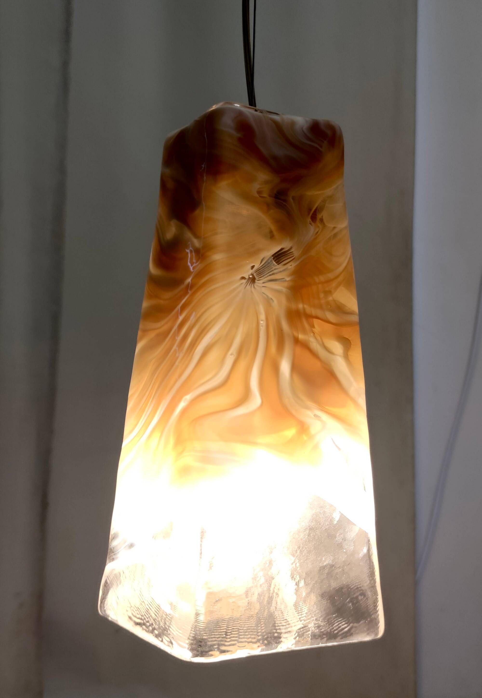 Postmodern Orange Murano Glass and Brass Pendant by La Murrina, Italy, 1980