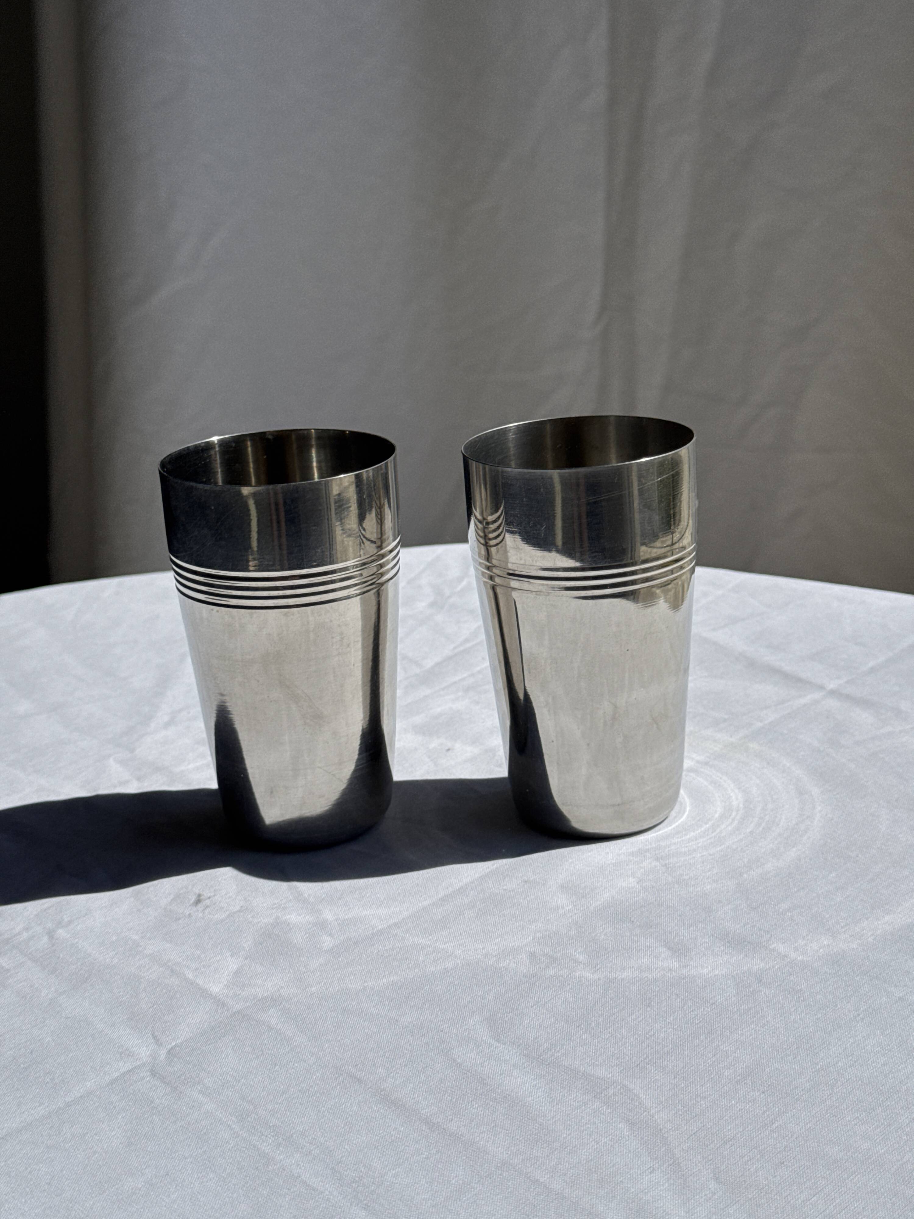 Set of 2 vintage stainless steel cups H12 D7