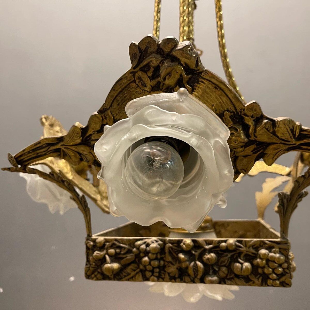 Italian liberty gold gilded chandelier