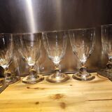 5 antique wine glasses with cut sides