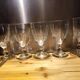 5 antique wine glasses with cut sides