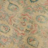 6x9 Soft Beige & Red Geometric Vintage Rug, 181x260 Cm