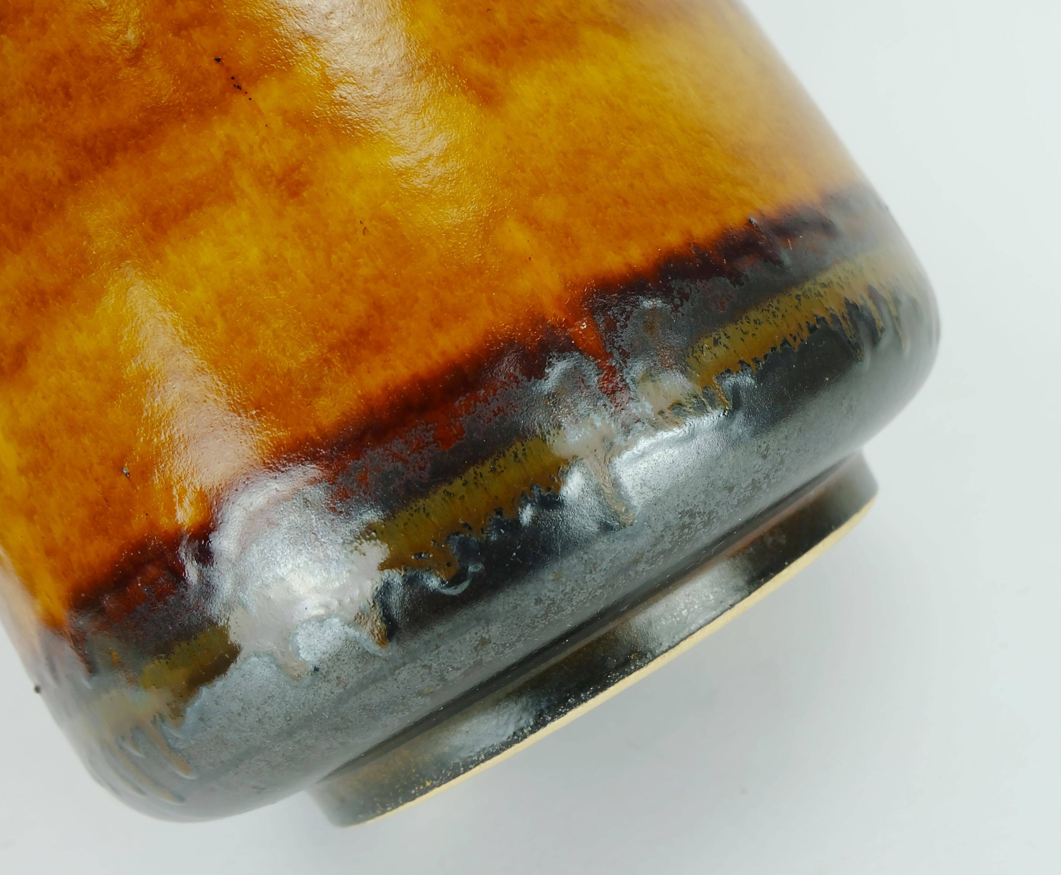 large 60s VASE ceramic model no. 1109/1 amber with red and brown
