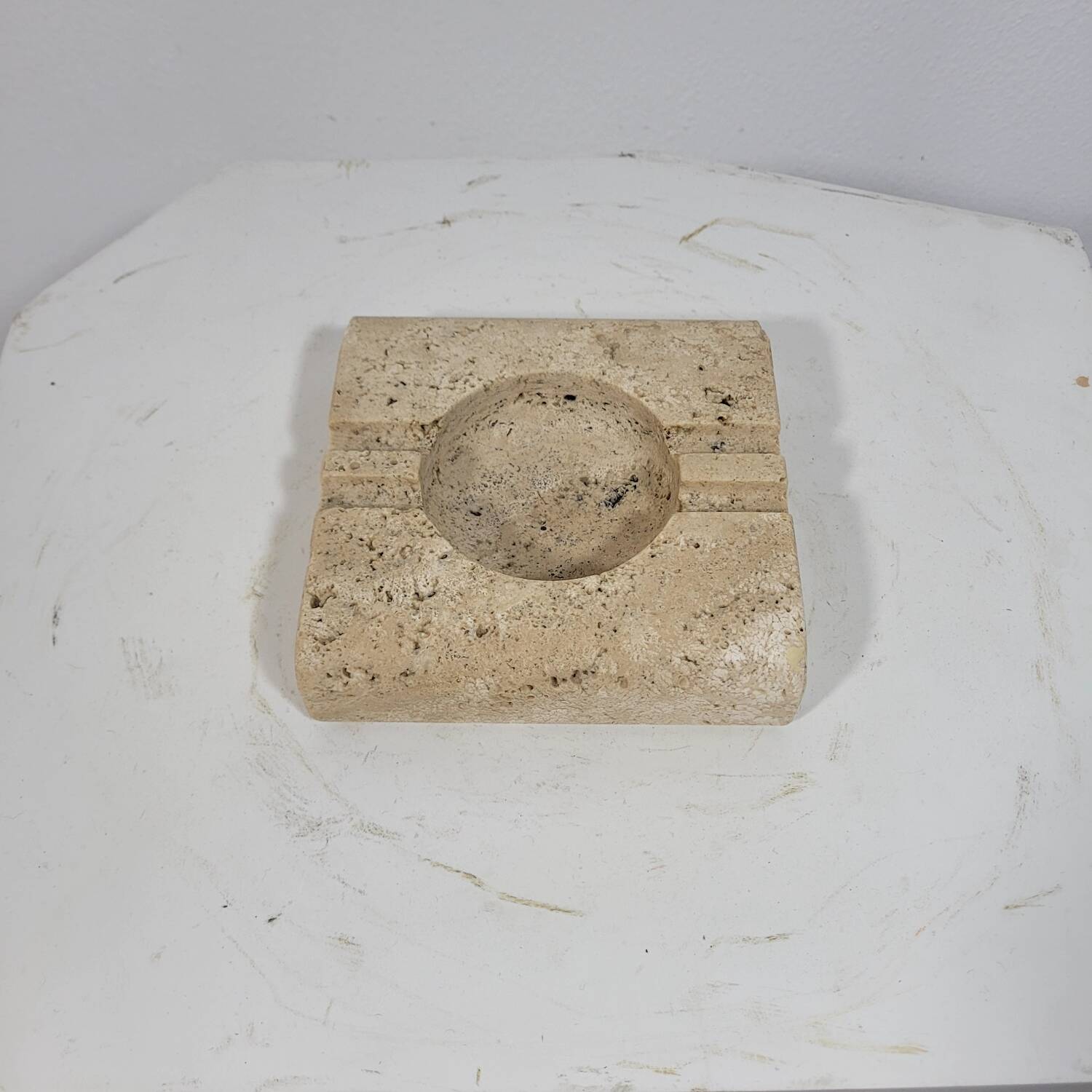 Large vintage travertine ashtray Fratelli Mannnelli Italy 1970s