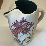 Vintage Spanish Sangria Pitcher Jug with Lobster Decor