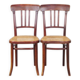Set of 2 original vintage Thonet design bistro chairs with matte seats