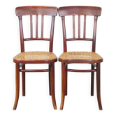 Lot de 2 chaises de bistrot originales vintage au design Thonet avec assise mate