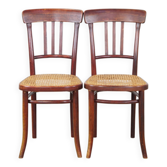 Lot de 2 chaises de bistrot originales vintage au design Thonet avec assise mate