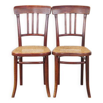 Set of 2 original vintage Thonet design bistro chairs with matte seats