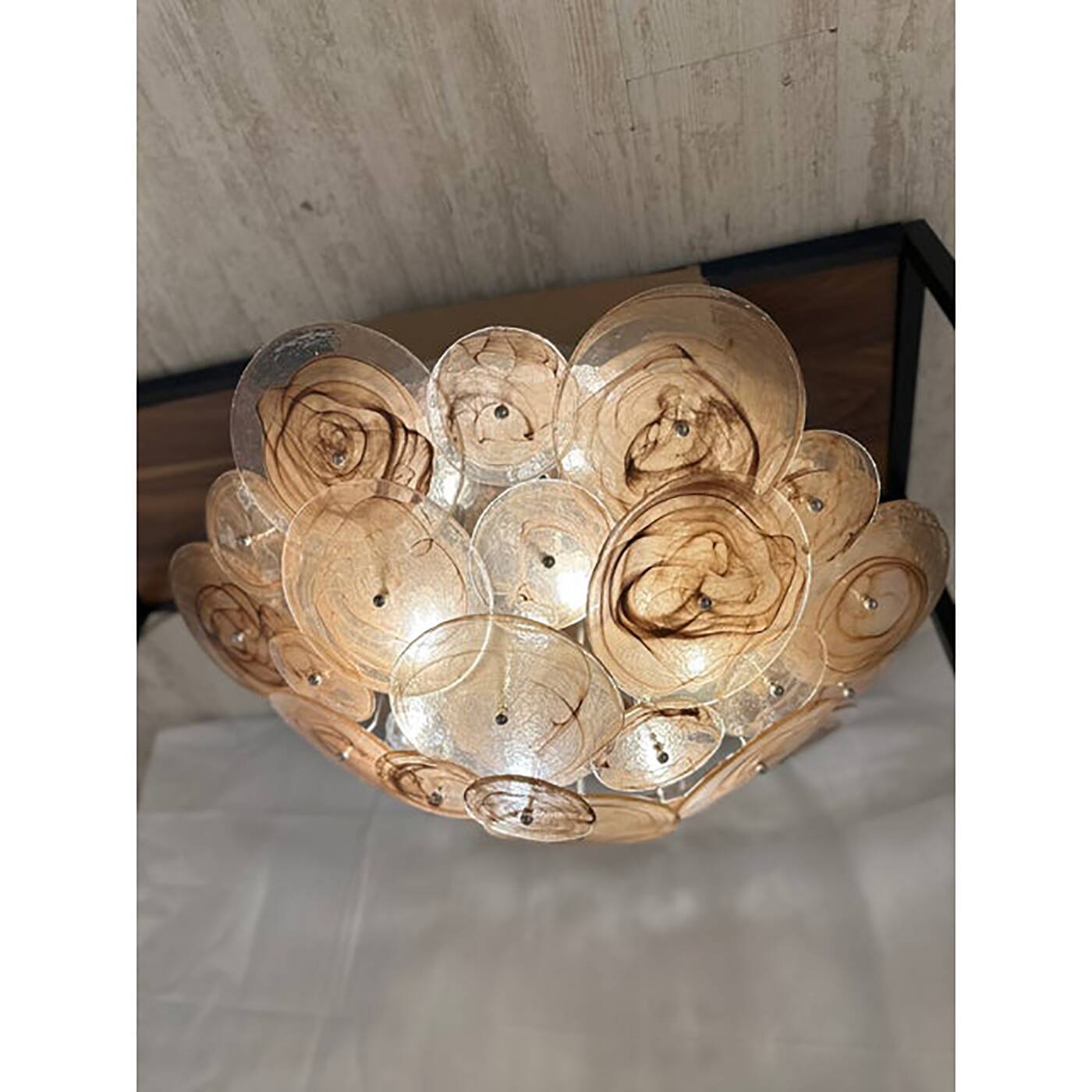 Contemporary Venied-Brown Disks Flush Mount
