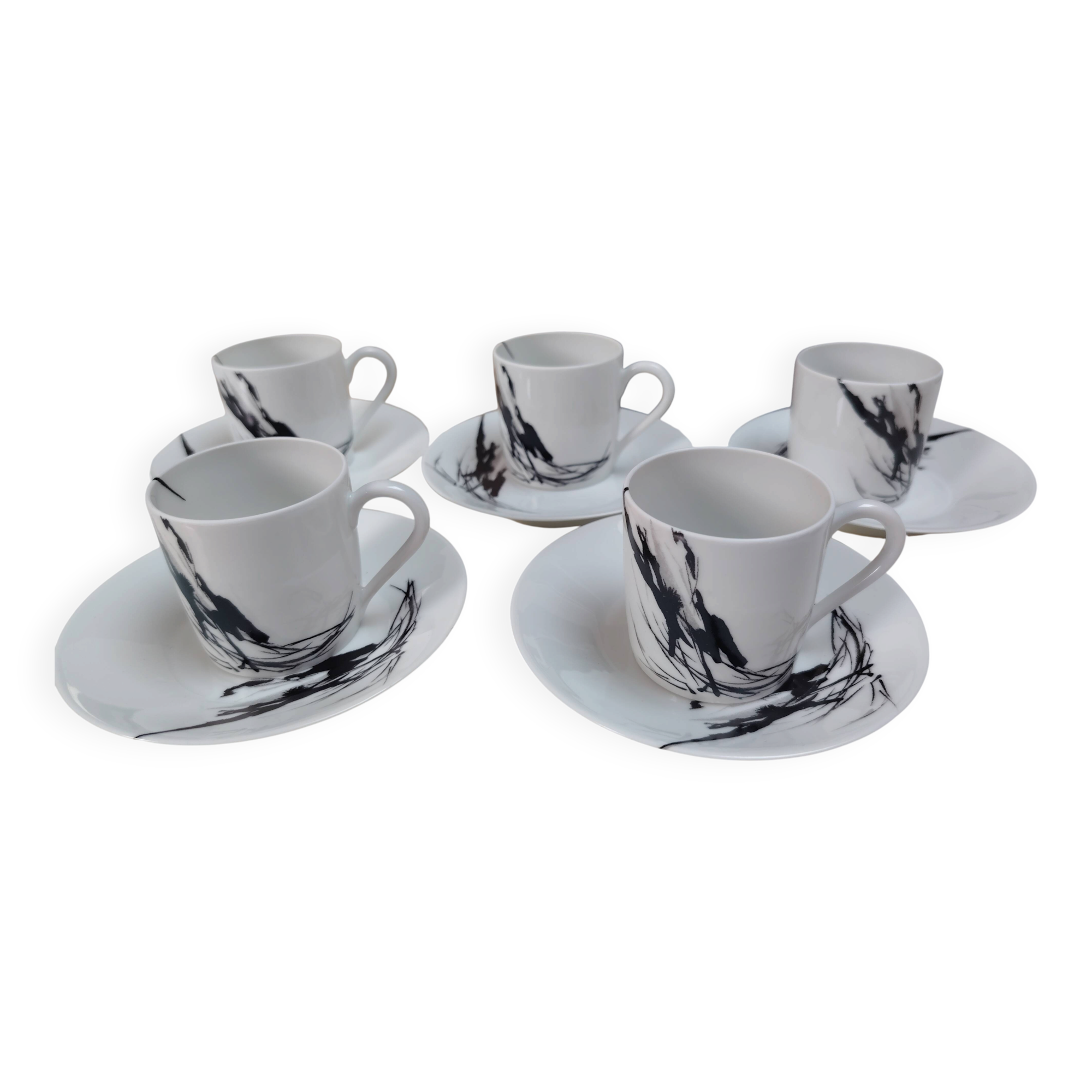 Vintage coffee service by Pierre Cardin in Limoges porcelain – 5 cups –