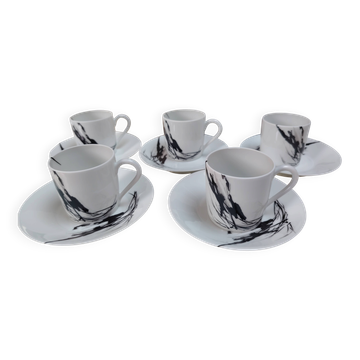 Service à café vintage Pierre Cardin en porcelaine de Limoges – 5 tasses