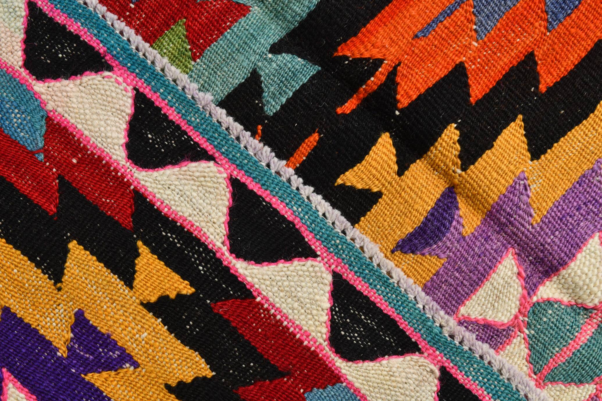 Geometric Multicolor Turkish Kilim Rug, 158x297Cm