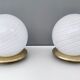 Pair of postmodern spheric murano glass table lamps by tronconi, italy
