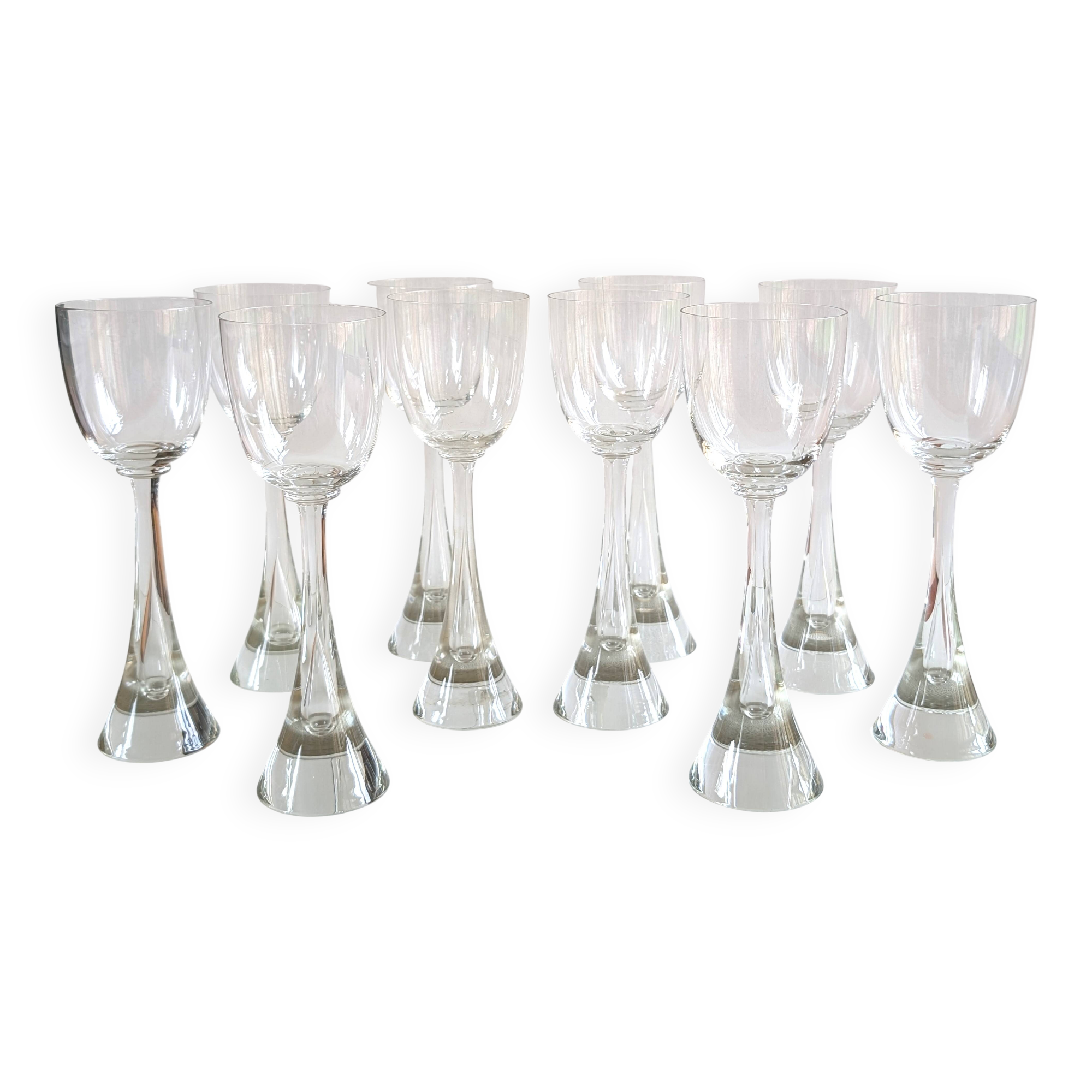 Set of 10 Flight water glasses from the 60s