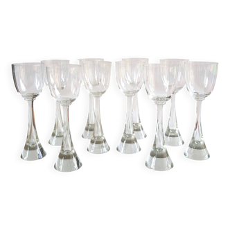 Set of 10 Flight water glasses from the 60s