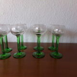Crystal liqueur glass green foot grape pattern