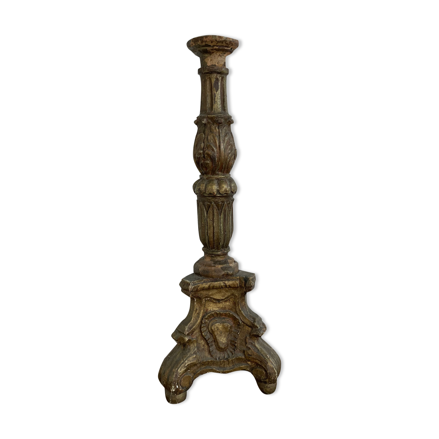 Candle picnic gilded and carved wood tripod feet, eighteenth century